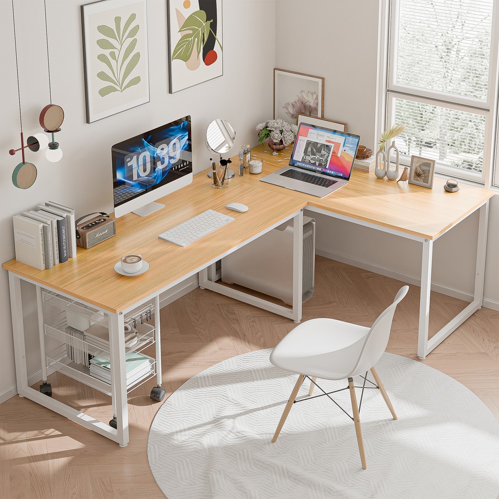 Writing Desk Natural 47" Computer Espresso Style Study Office Desk Corner Table