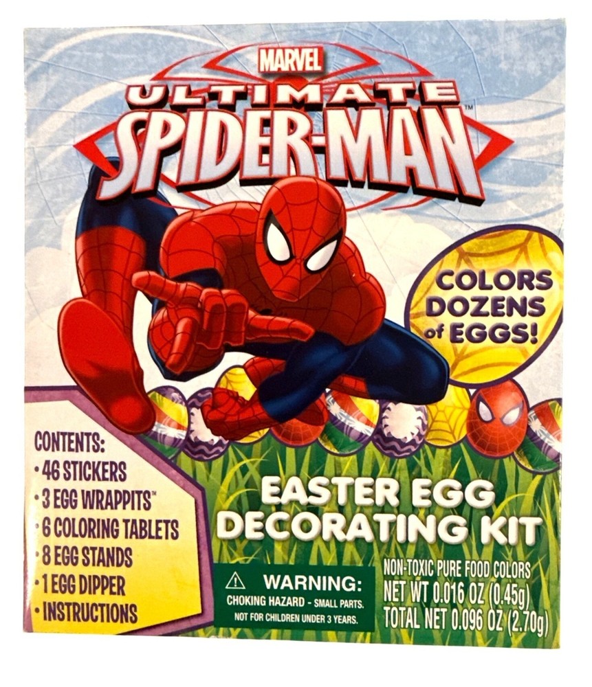 MARVEL Ultimate Spider-Man Easter Egg Decorating Kit Stickers + Wraps + Dipper +