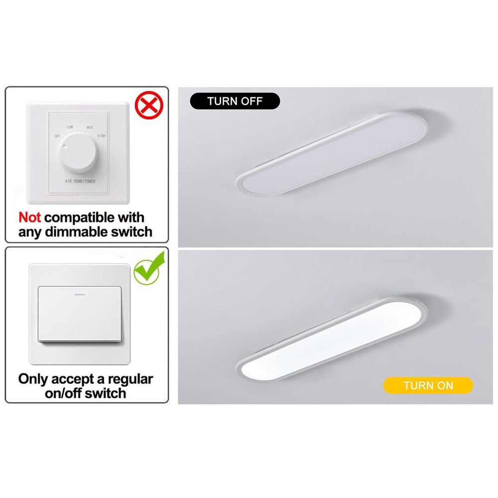 6000K Cool White Modern Ceiling Light Ultra Thin Low Profile for Bedroom Hallway