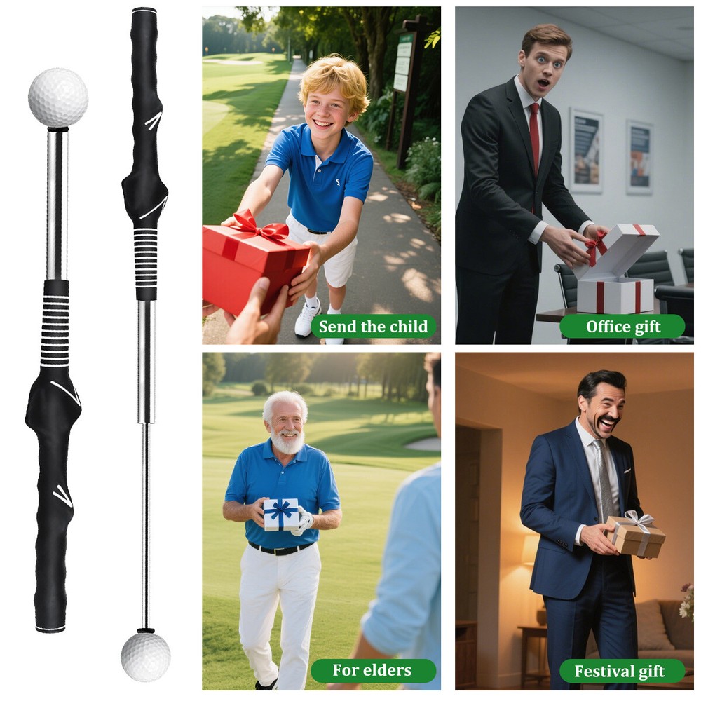 Retractable Golf Swing Training Aid with Rhythm Click Sound Golf Swing Trainer