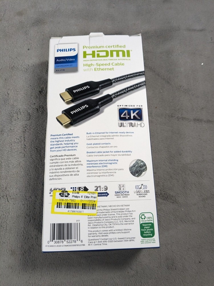 Philips 6ft Premium High Speed HDMI Elite Cable with Ethernet