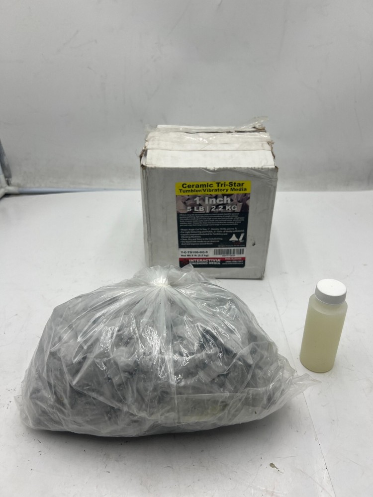 Ceramic 1" Tri-Star Tumbling Media  5lb, For Light Deburring and Polish