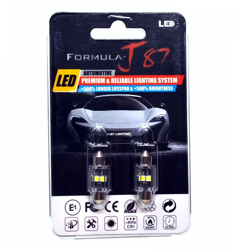 LED Light Canbus Error Free 6418 5W Warm White Two Bulbs License Plate Replace