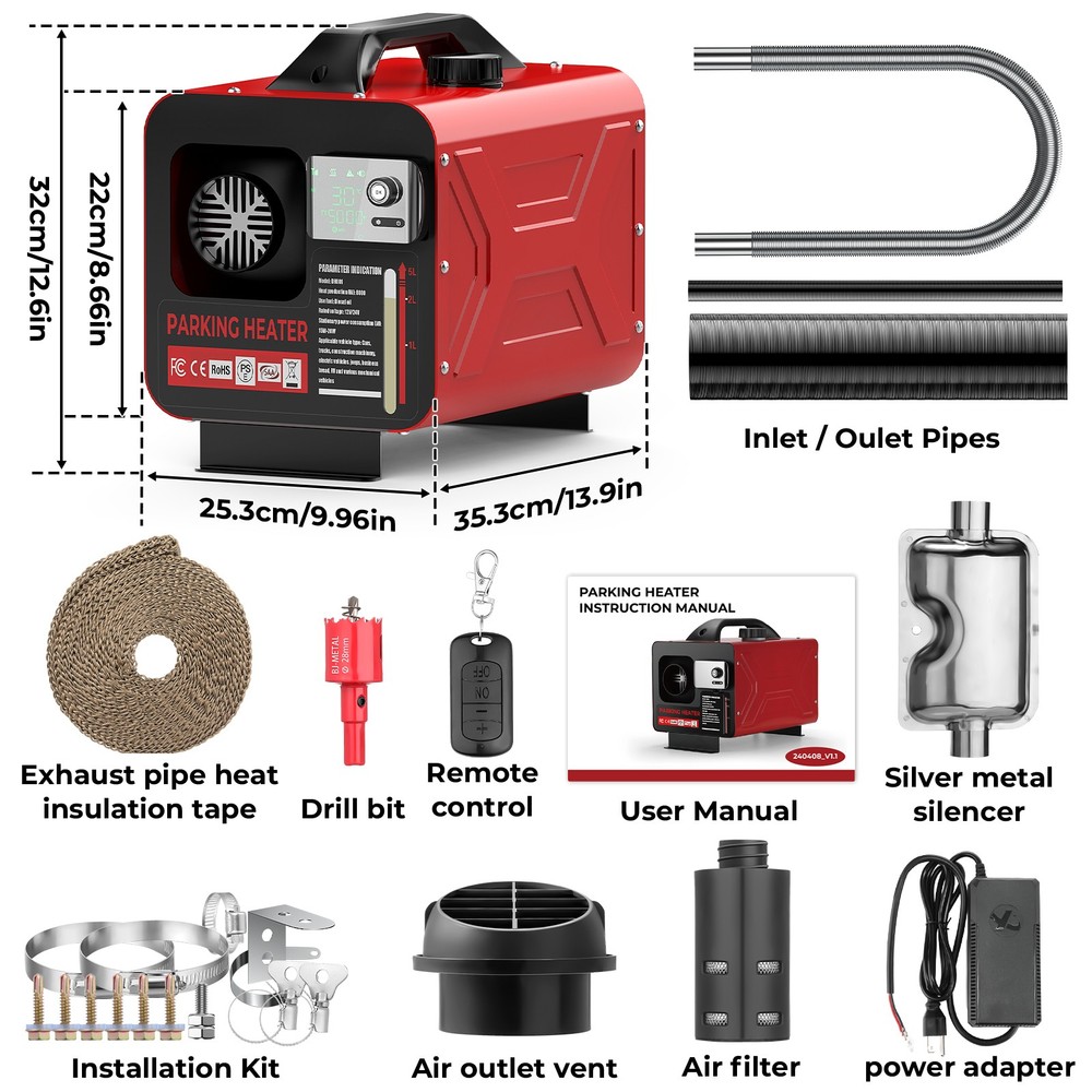 Diesel Air Heater All in one 8KW 12V/24V 110V Bluetooth APP Remote Diesel Heater