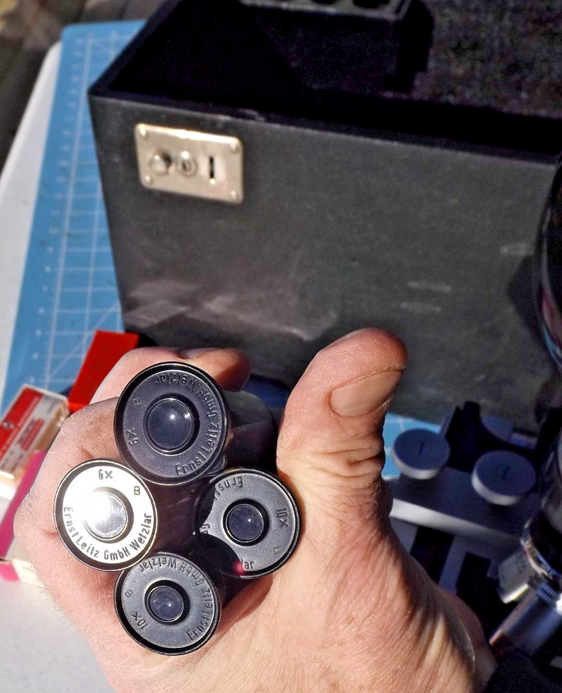 Used Ernst Leitz Wetzlar Microscope w/ case & lens & light