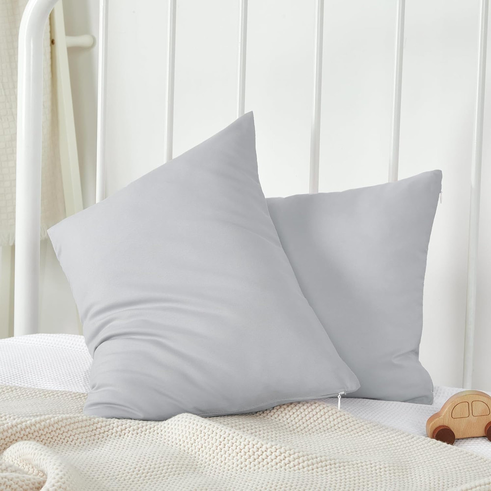 Toddler Pillowcase Set with Zipper, Silky Soft Microfiber, 13" x 18", Gray