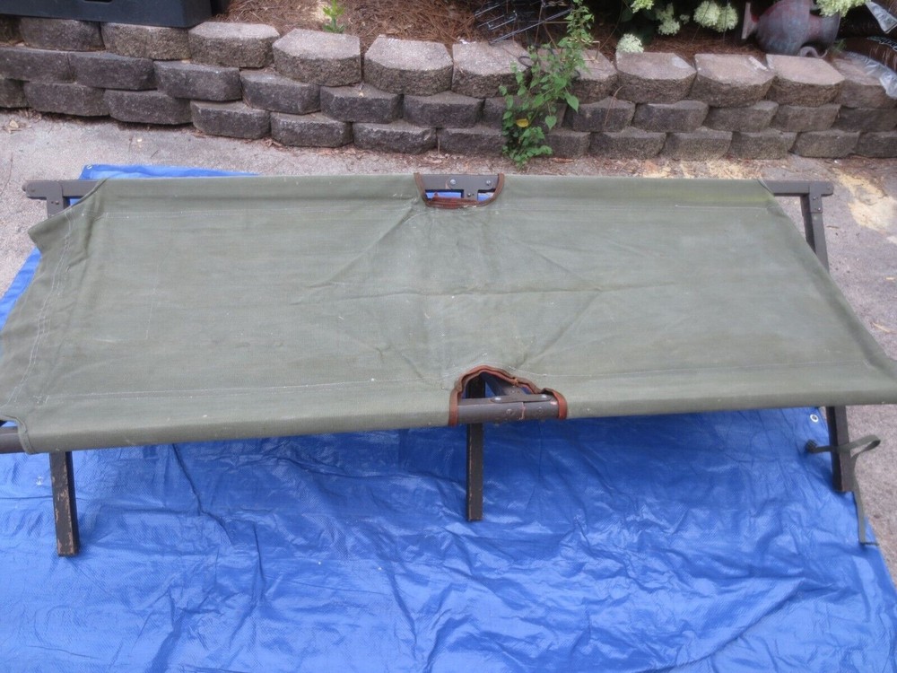 Vintage Military Folding Wood Cot
