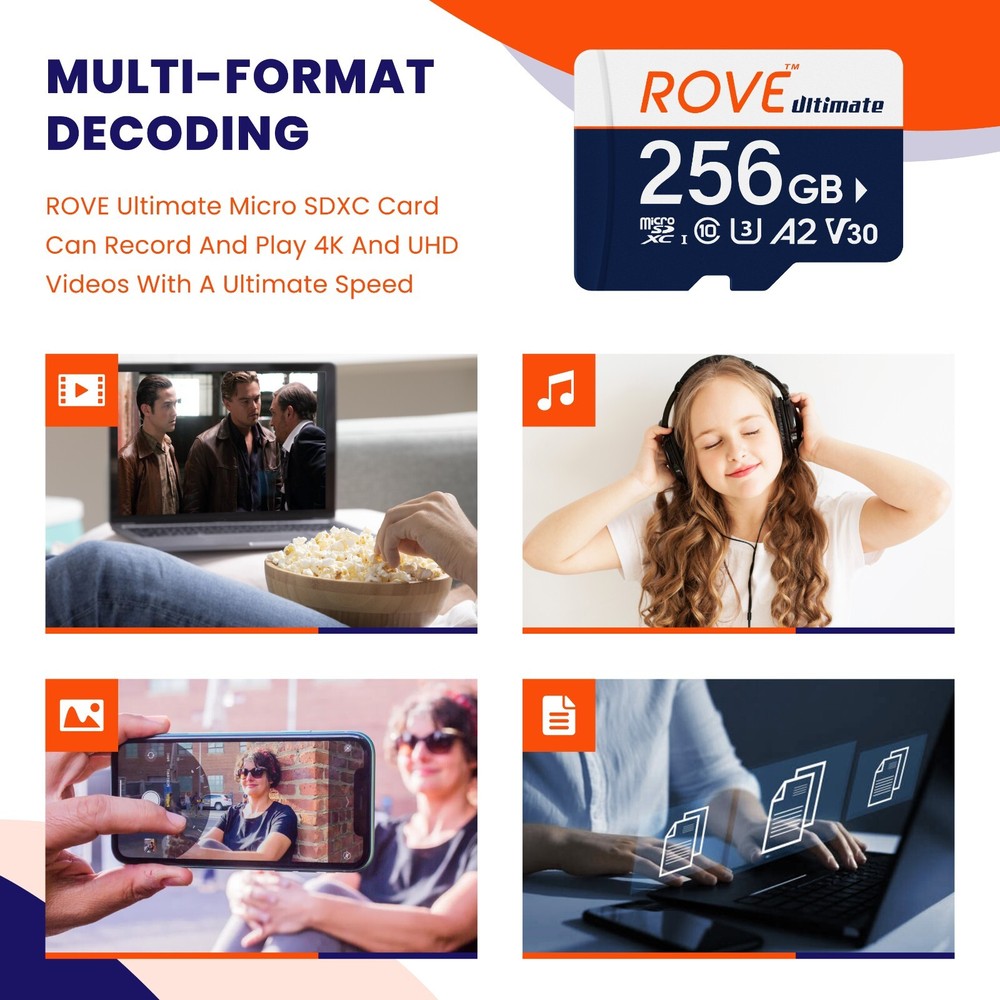 2022 NEW Rove Ultimate High Speed Micro SDXC Memory Card with Type-C 3.1 Reader