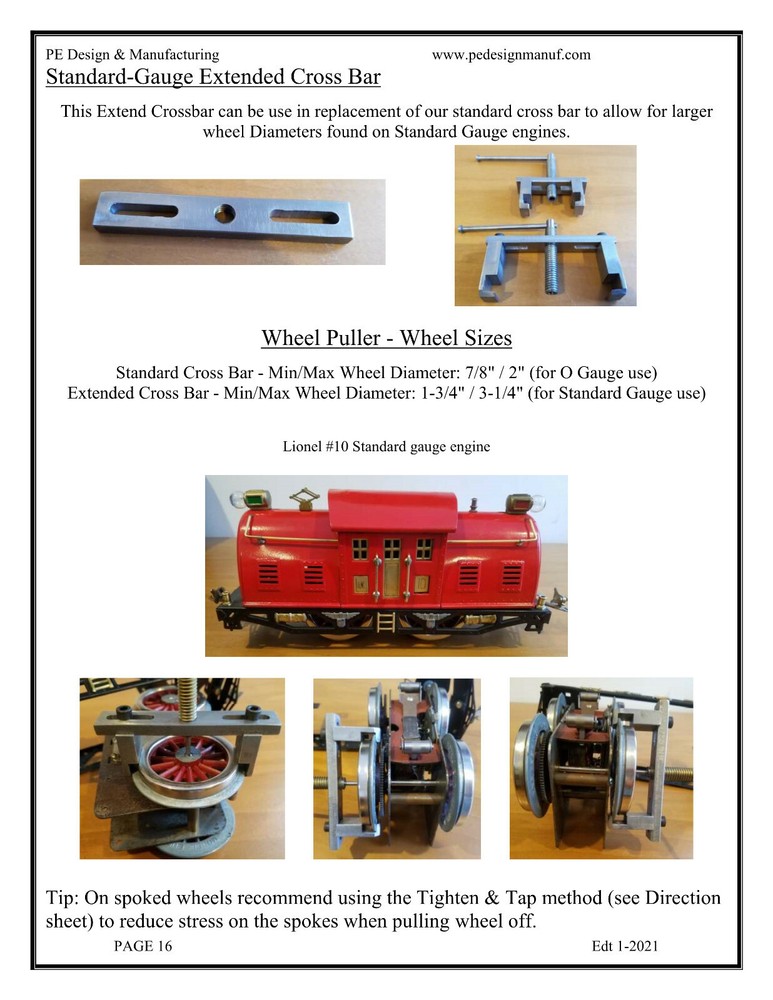 PE Design - O gauge Wheel Puller w/ Standard Duty Jaws