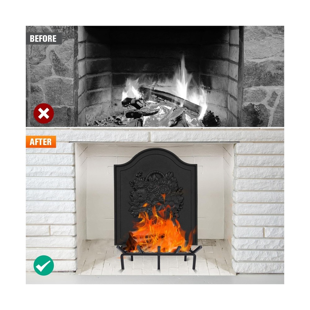 Firebacks for Fireplace,Cast Iron Fireback with Feet,Fireplace Back Plates,He...