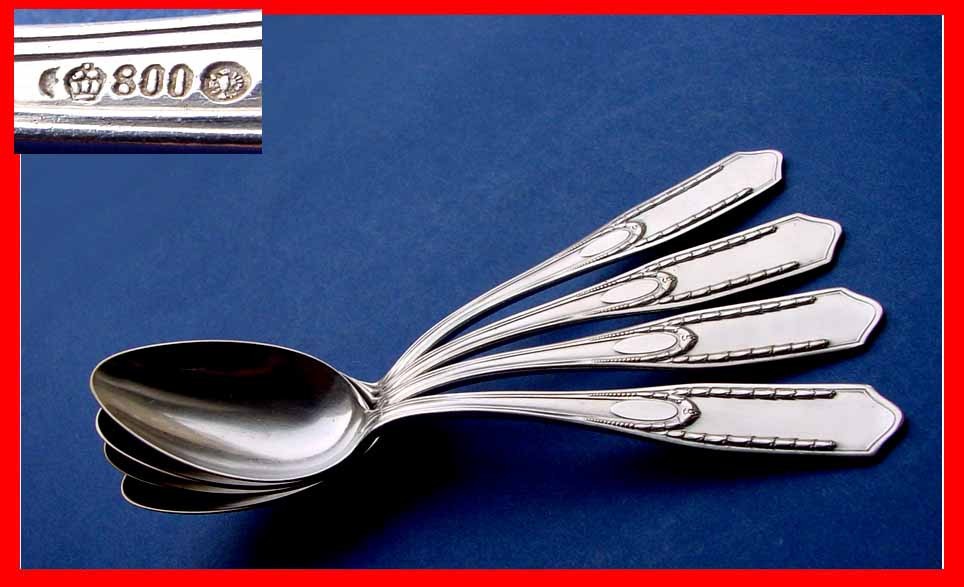 1. 3. Solid Teaspoon by Bruckmann, Empire Style, 800 Silver D419