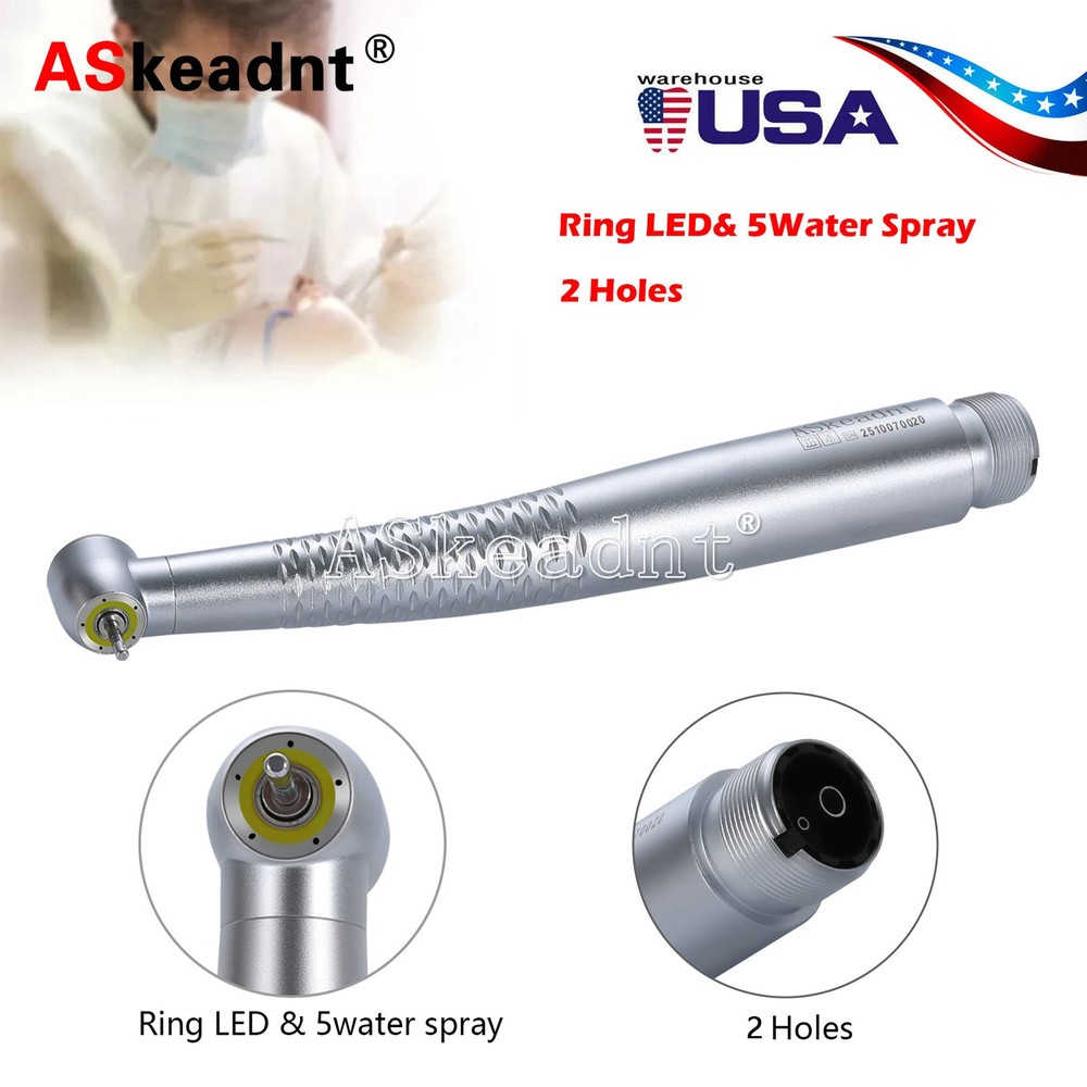 Fiber Optic LED E-generator Shadowless Ring Handpiece Ceramic Bearing 2Holes USA