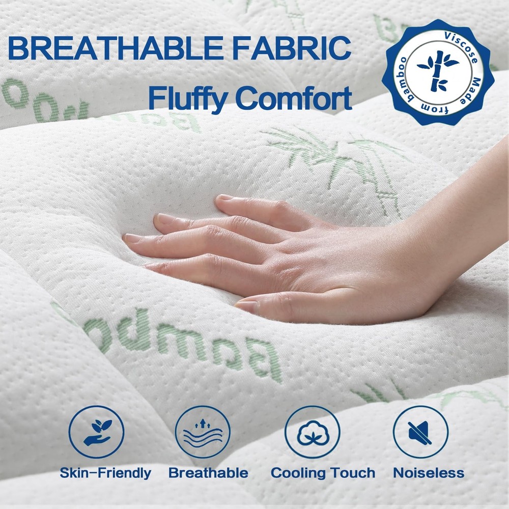 Mattress Topper Queen Size, Cooling Extra Thick Breathable Viscose Mad