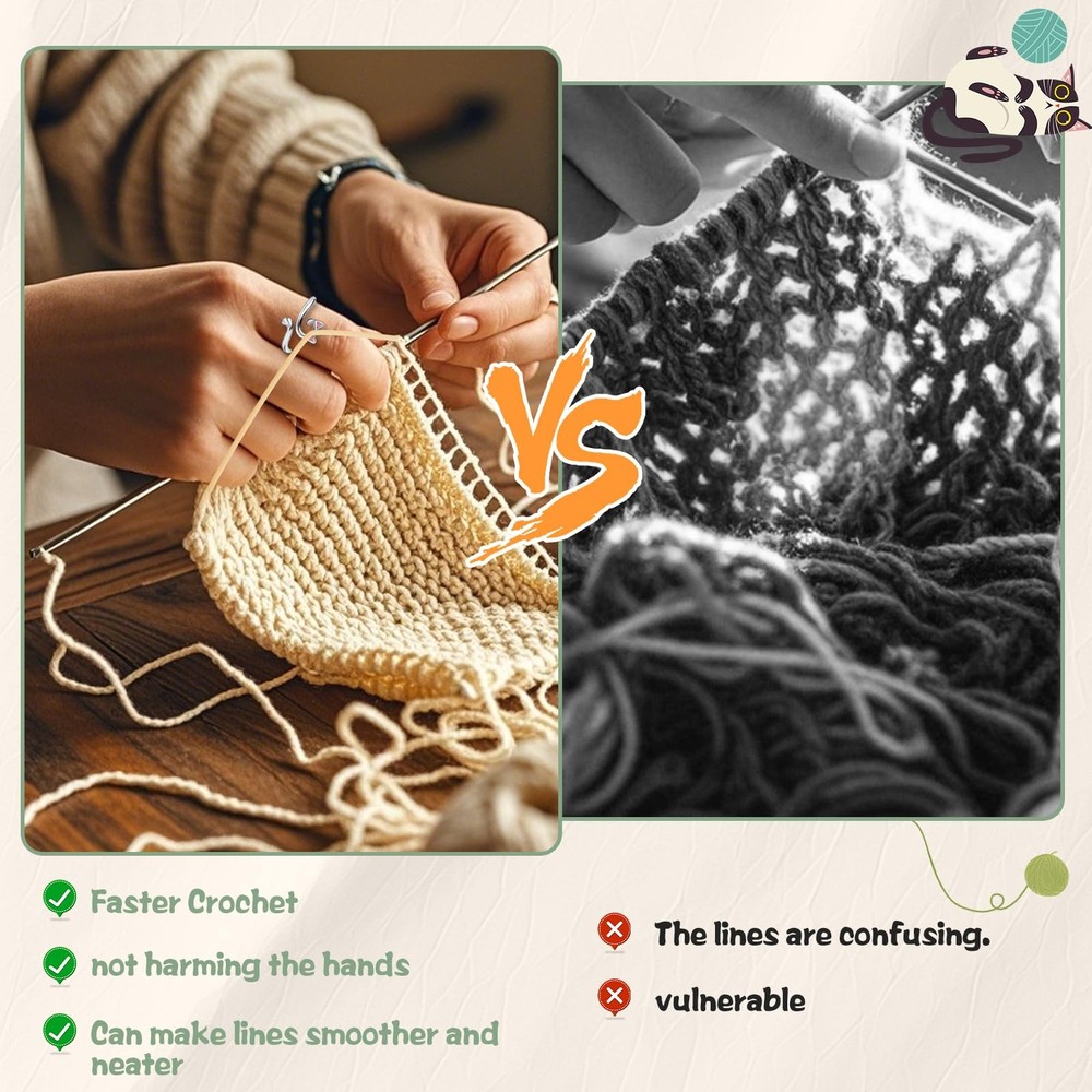 10Pcs Crochet Rings for Tension Control - Adjustable Yarn Guide Ring with Cat...