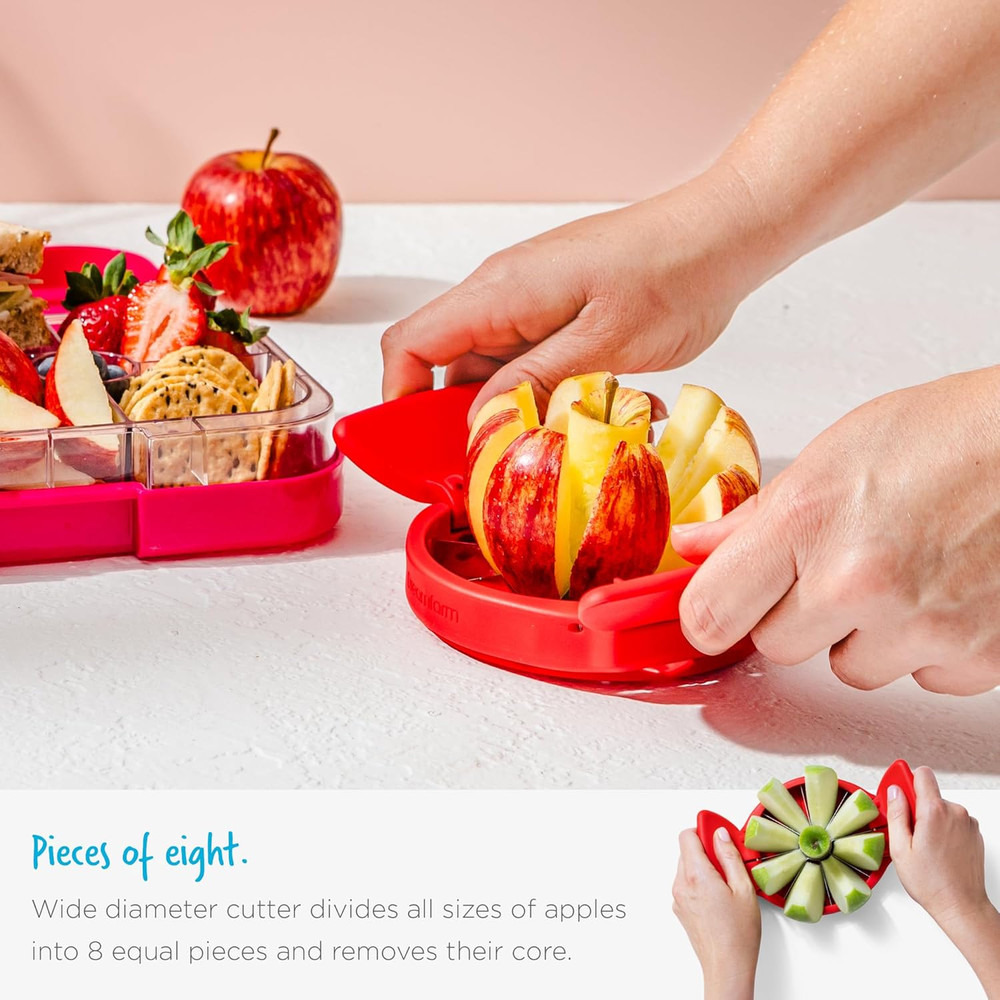 Flapple Fold-Flat, Space-Saving Apple Corer & 8-Piece Apple Slicer - Red