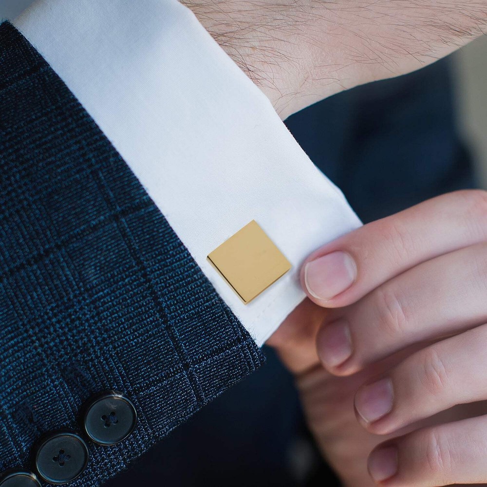 Gold Stainless Engravable Square Cufflinks