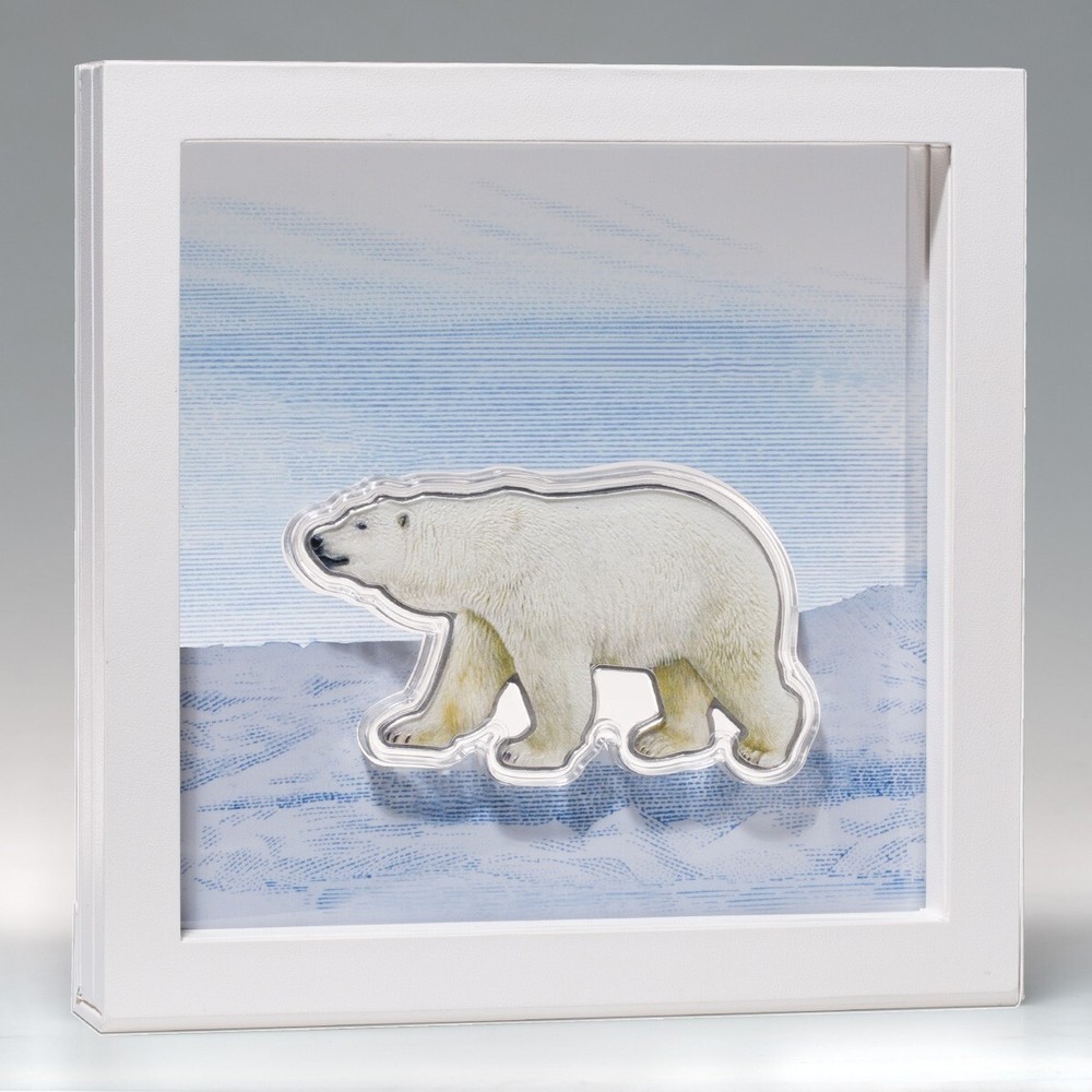 Real Shape Iconic Canada - 100 Grams 3.215 oz Fine Silver Polar Bear