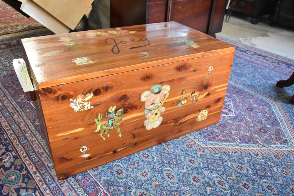 Joey-Antique Solid Cedar Western Chest, Child's Toy Box