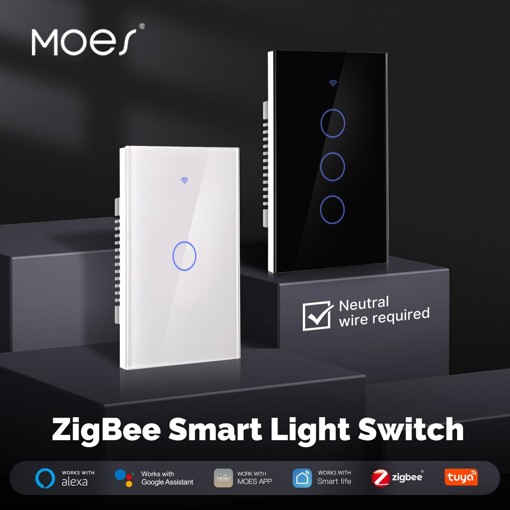 MOES Zigbee Mesh Smart Light Switch Work as Relay Require Neutral Wire Alexa APP