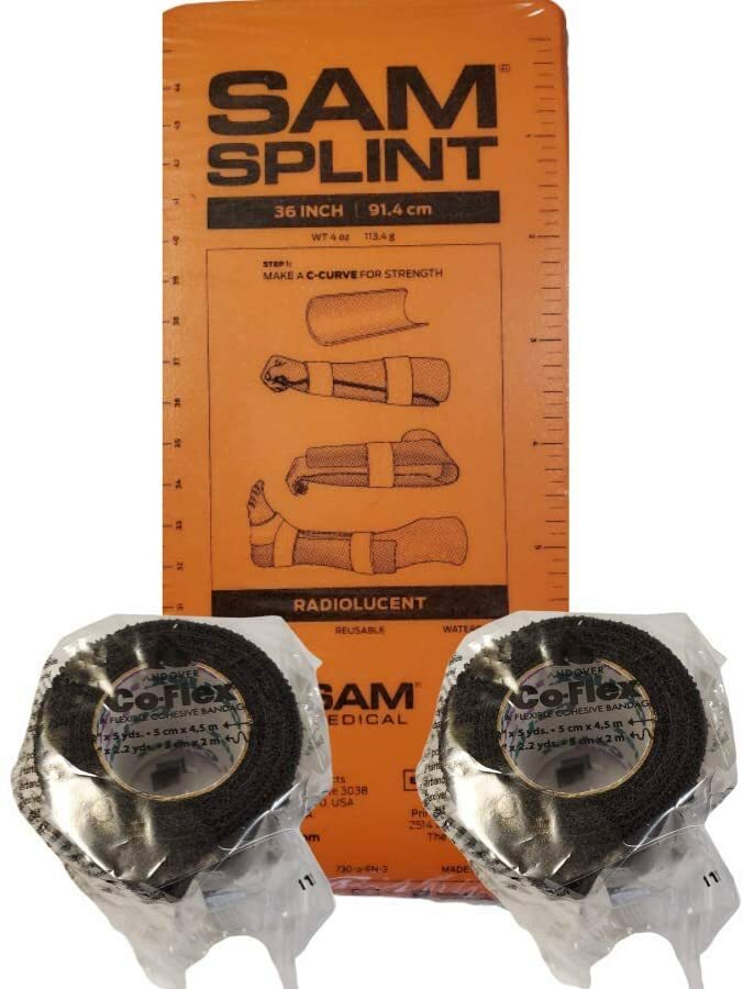 SAM Splint Kit - 36" Flat SAM Splints & 2" x 5yds Cohesive Wraps