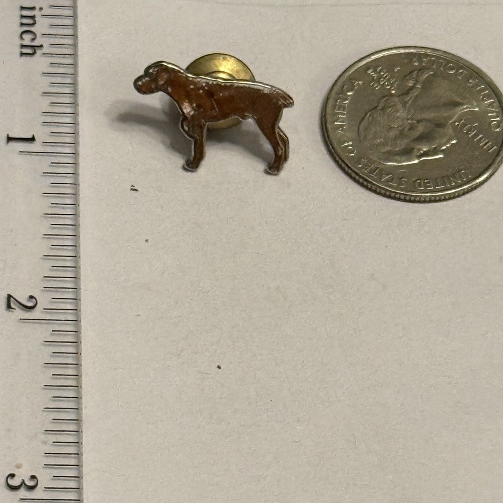 Boxer Dog Pin Brown, White and Silver Tone
