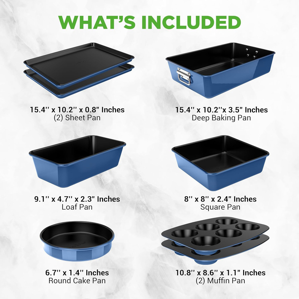 8-Piece Nonstick Stackable Bakeware Set - PFOA, PFOS, PTFE Free Baking Tray Set