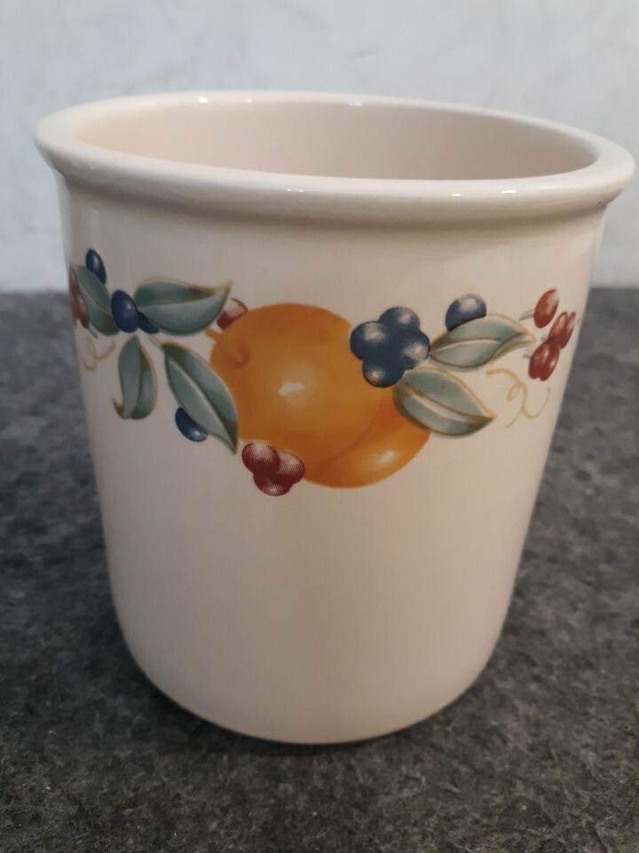 Corelle Abundance Fruit Pattern Utensil Holder Crock 5 " Tall
