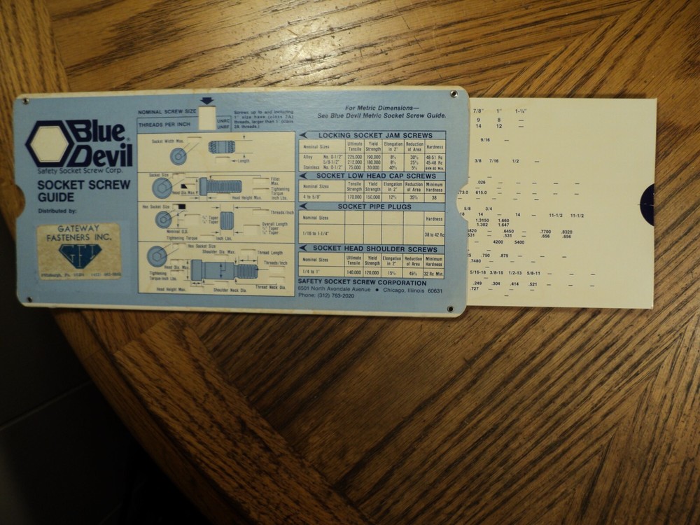 Vintage Blue Devil Safety Socket Screw Guide Calculator Tool 10" Long