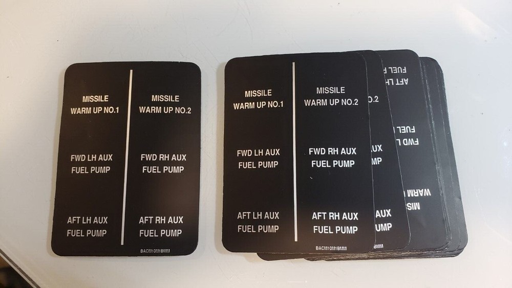 (5) FUEL PUMP AIRCRAFT DECALS BACM10M1BMM