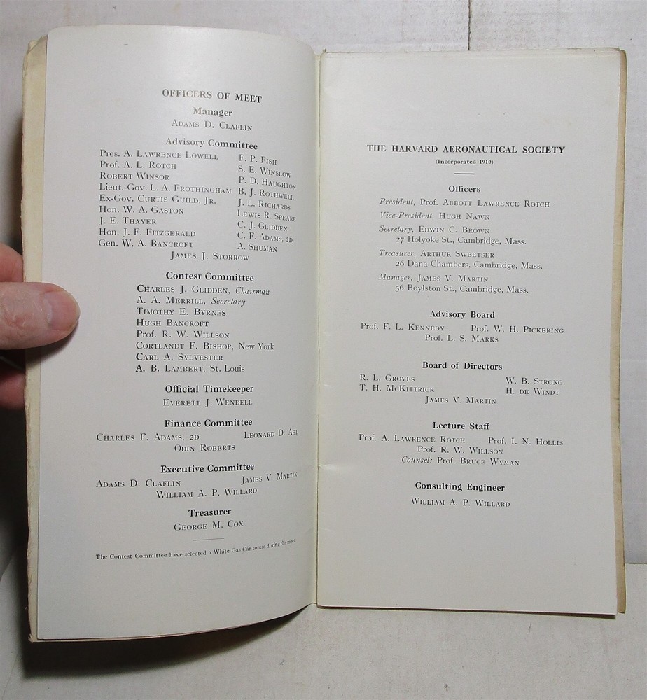 Original 1910 Harvard-Boston Aero Meet program with supplement