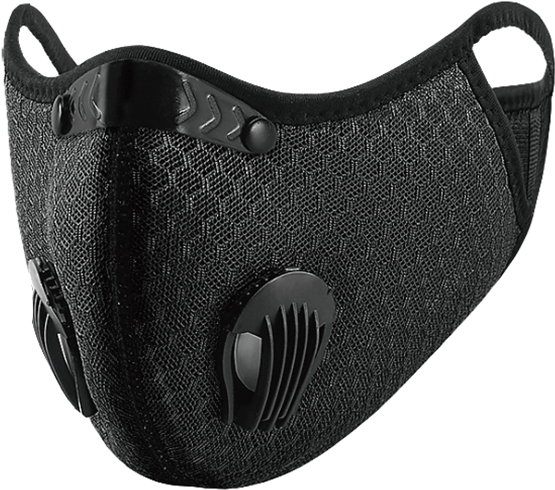 REUSABLE FACE MASK WITH BREATHING VALVE AND A 5-LAYER REPLACEMENT FILTER