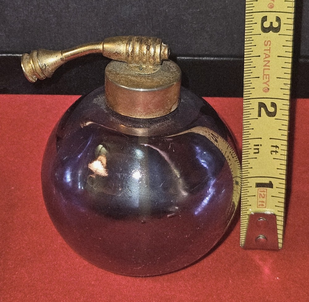 Vintage Perfume Atomizer Empty Peacock Blue Purple Bottle