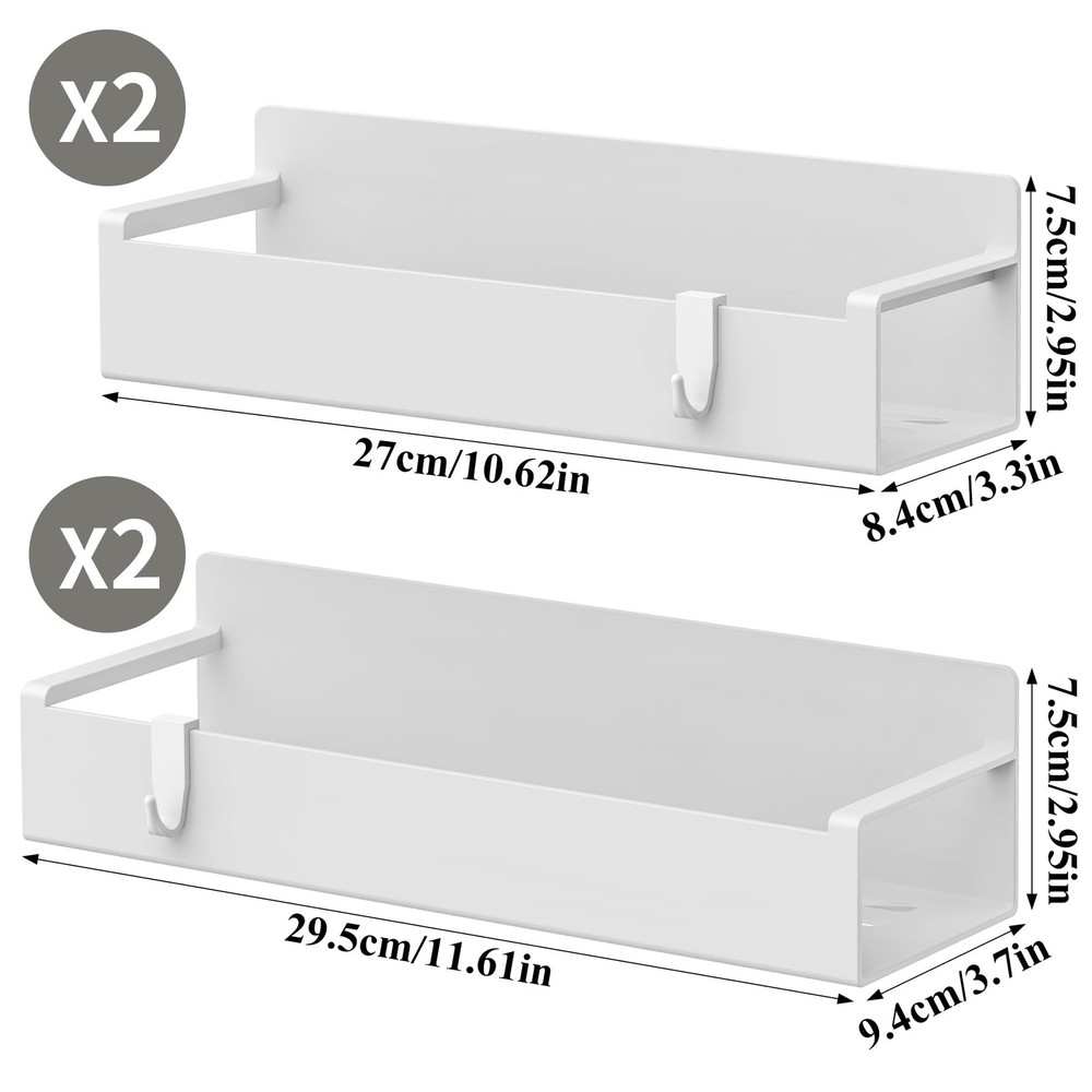 HuggieGems 4 Pack Magnetic Spice Rack Organizer for 4 Pack, White