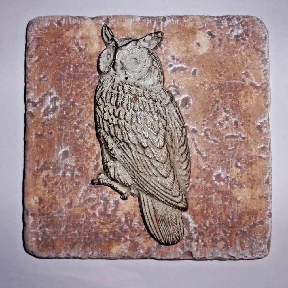 Plaster cement owl travertine tile mold 6" x 6" x 1/3"