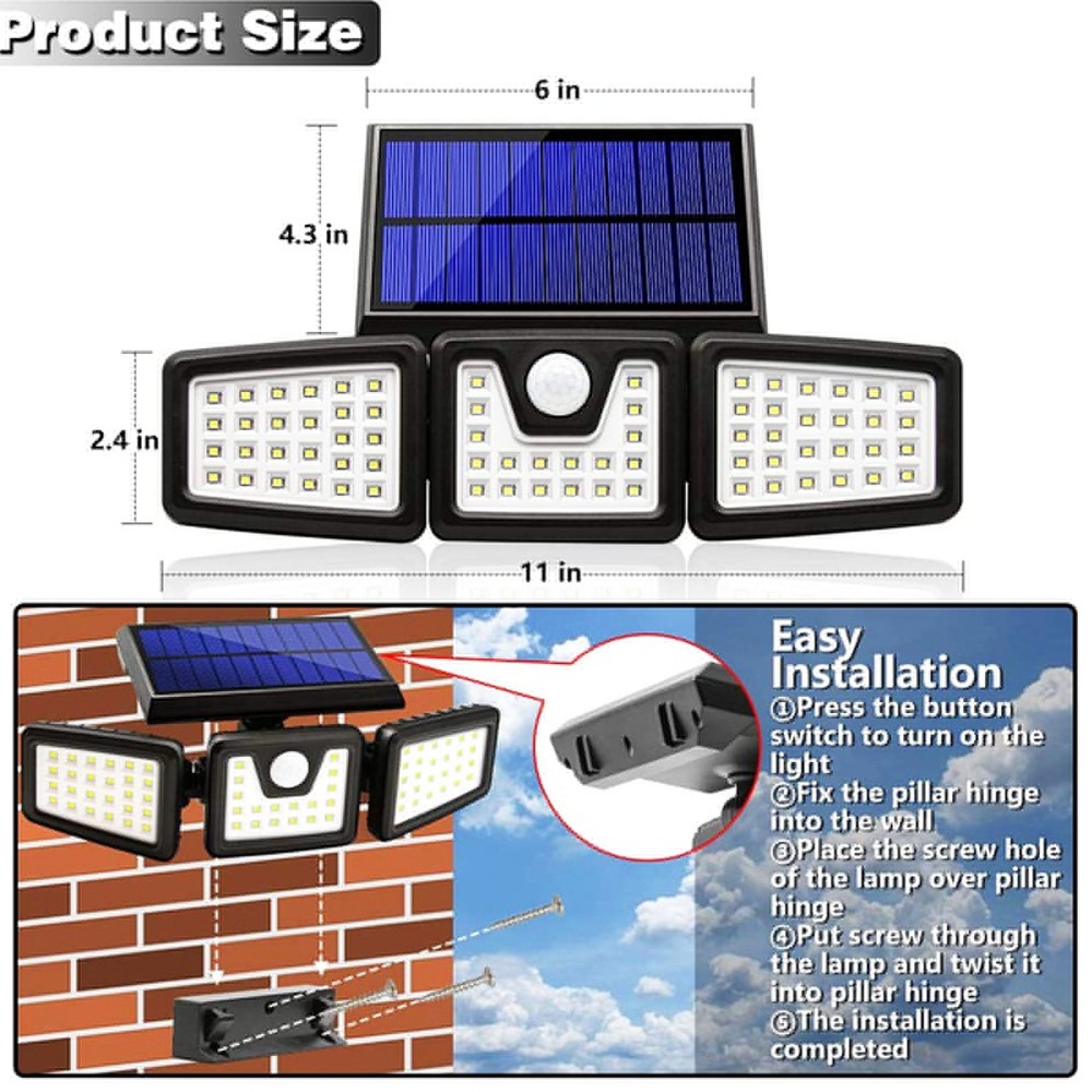 2 Pack Solar Lights Motion Sensor for Garage Yard Entryways Patio Waterproof US