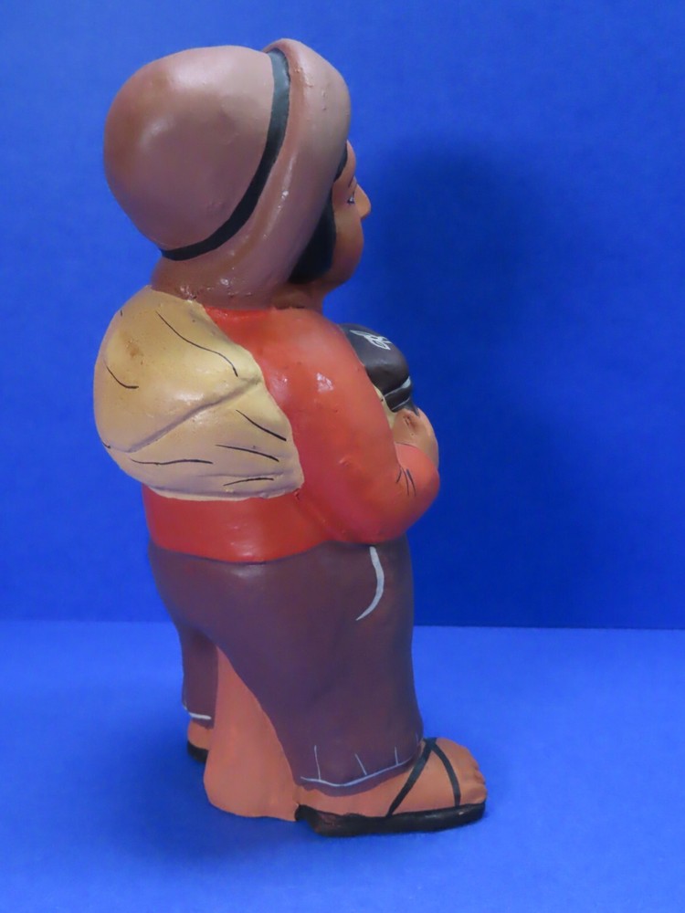Vintage Hand Painted Peruvian Clay Figurine 7" Tall