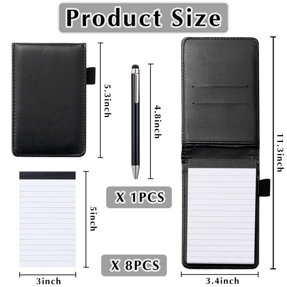 10Pcs Mini Pocket Notepad Holder Set,Durable Cover,Refillable,Leather Pocket ...