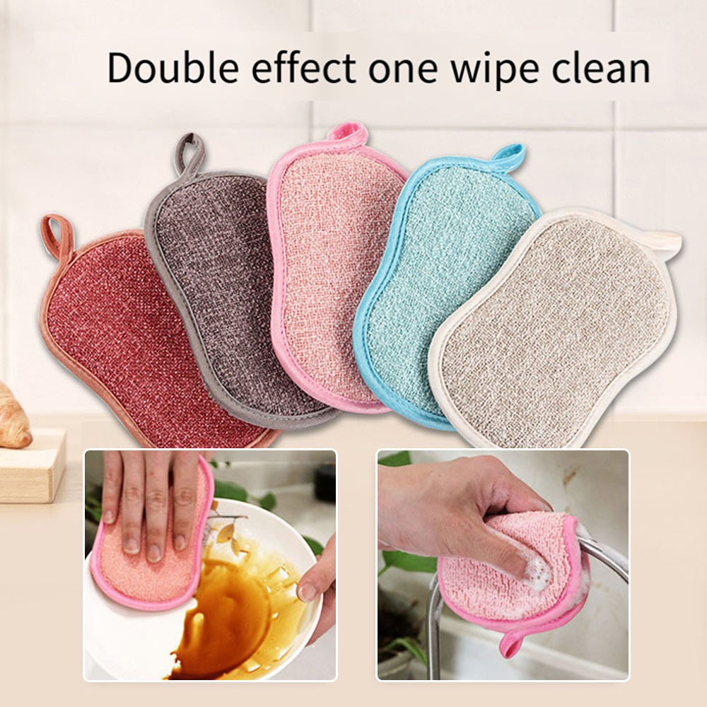 Dish Washing Sponge Scouring Super Absorbent Microfiber Scrub Sponge DIY Simple☋
