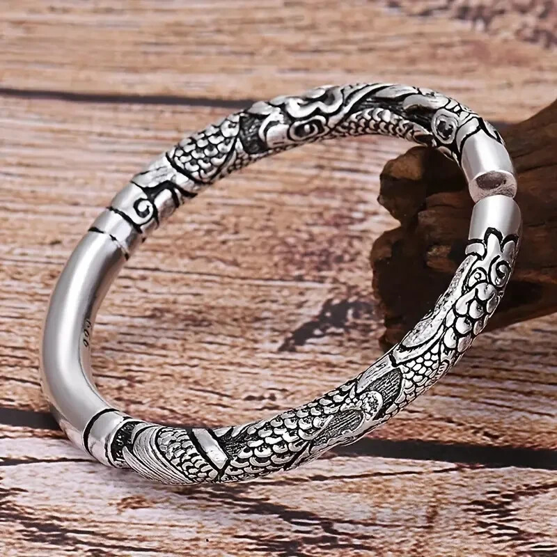 925 Sterling Silver Monkey King Bracelet Bangle One Size Fit All Adjustable