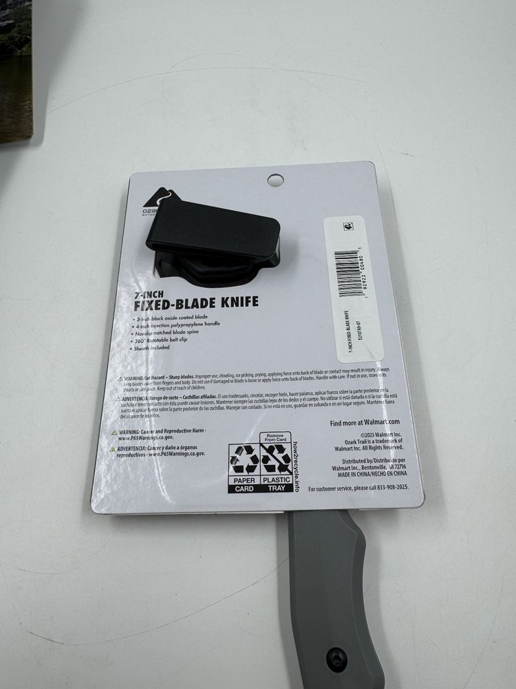 (5) Ozark Trail 7” Fixed Blade Knife w/ Black Polypropylene Handle & Sheath