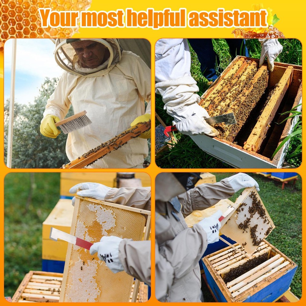 Bee Hive Tool Beekeeping Kit Stainless Steel J Hook Bee Brush Frame Scraper