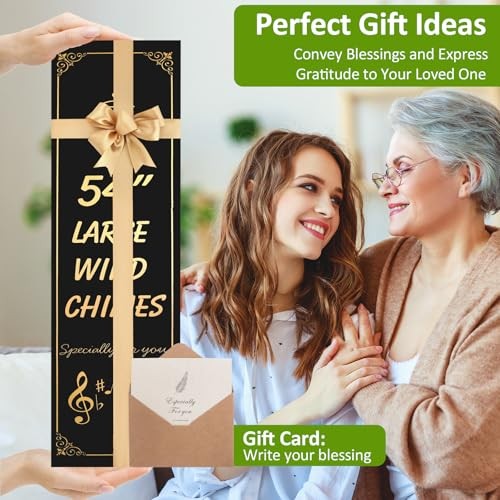 54" Large Wind Chimes for Outside Deep Tone - Gift Box Packaged, Bronze