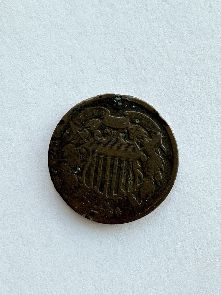 1864 First Year 2 Cent Piece Circulated