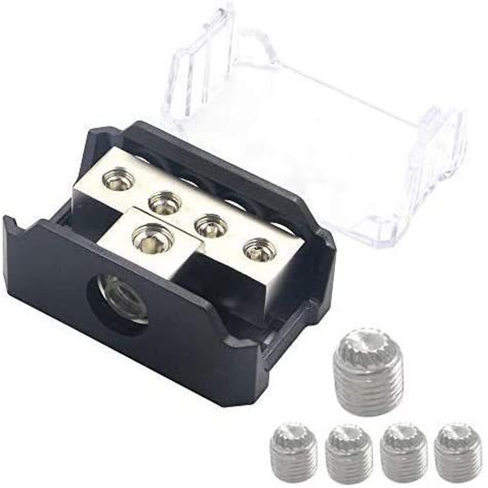 4 Way Distribution Block Car Audio Amp Power Ground Distributor Splitter Box 2pc