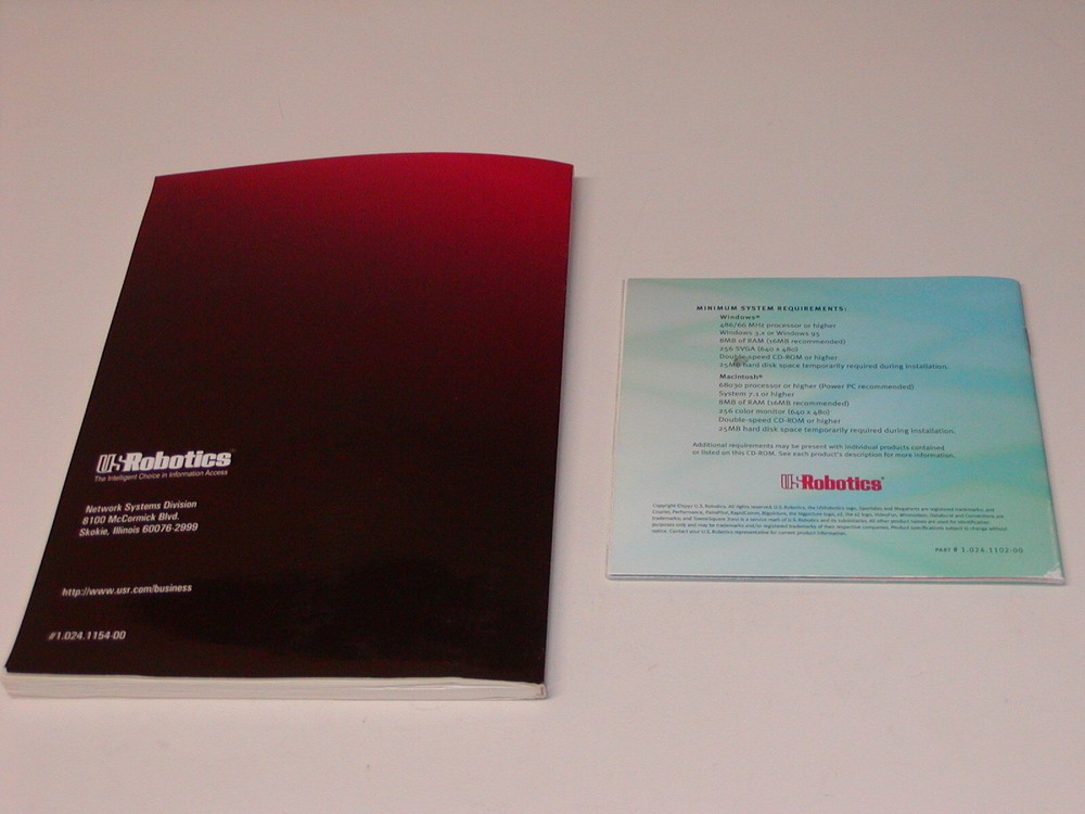 VTG 1997 US Robotics V.Everything Modem Getting Started Guide + Software CDROM