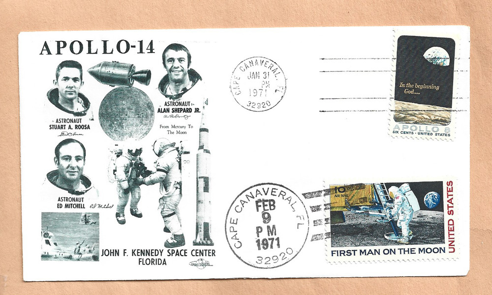 APOLLO 14 LAUNCH / SPLASHDOWN JAN/FEB 1971 CAPE ORBIT  SPACE COVER  NASA