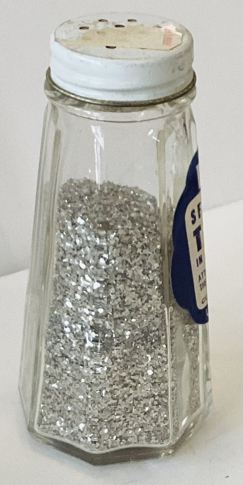 Vintage Bottle Silver Glass Tinsel Glitter