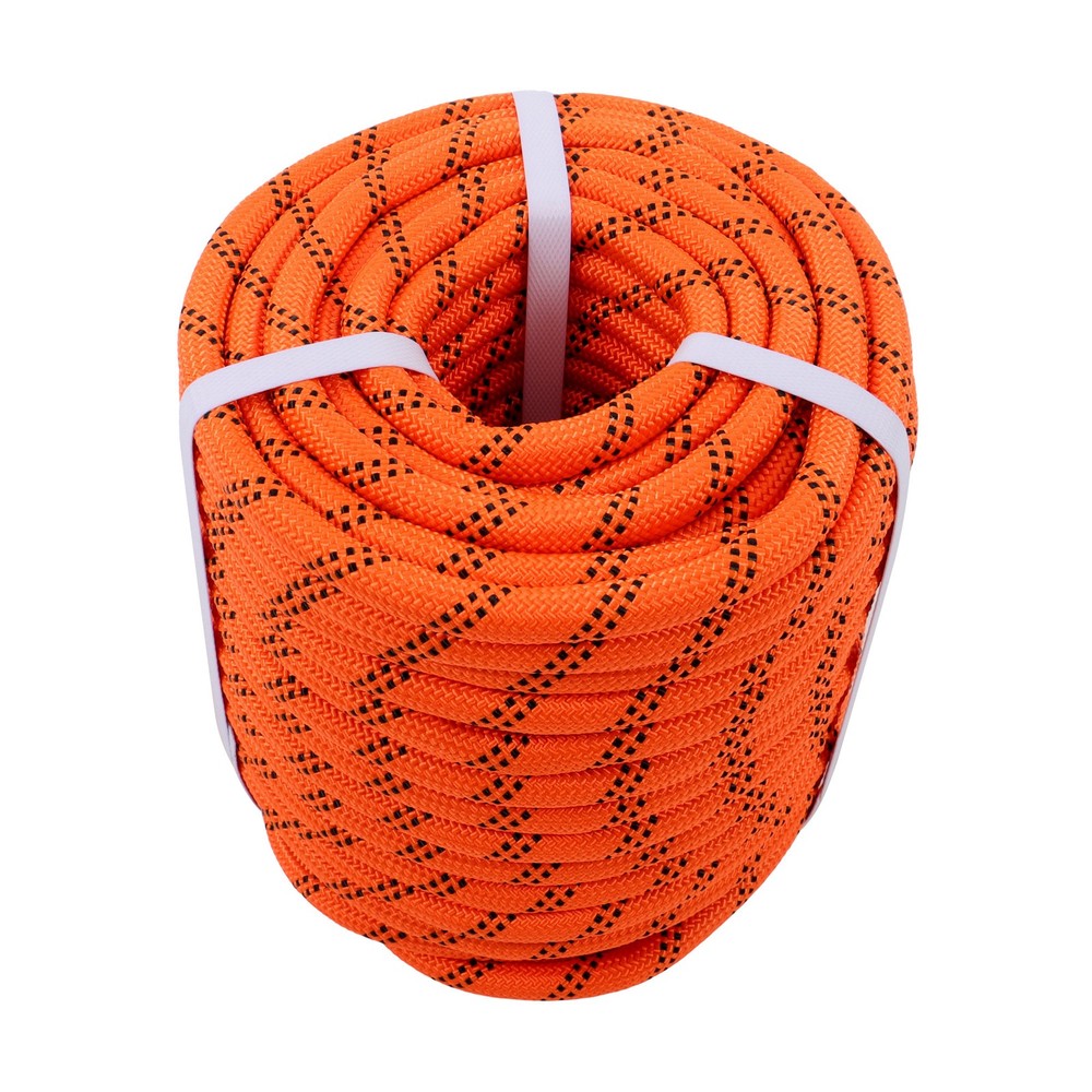 Orange & Black 48 Strands Polyester Braided Arborist Rope For Tree Work & Swing