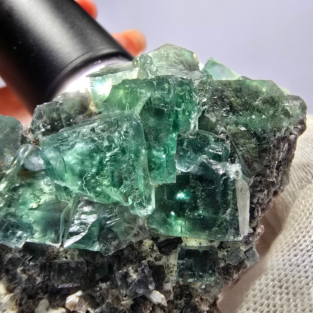 Large Phantom Fluorite Cube Stepped Green Okorusu Namibia 105*45*36mm