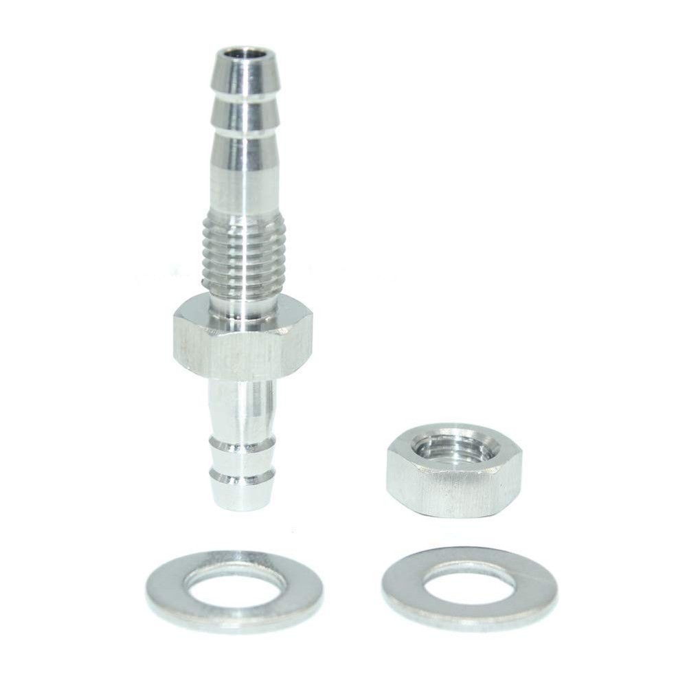 Beduan 3/8" Hose Barb Thru-Bulk Bulkhead Straight Hex Barb, Silver